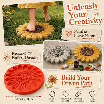 Sunflower Stepping Stone Mold Concrete Mold Stepping Stone Garden Path Decor