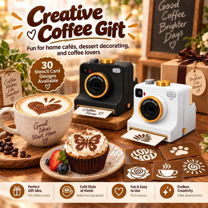 3D Printed Latte Art Camera, Coffee Powder Printer with Multiple Stencil Cards