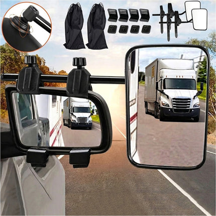 2x Towing Mirrors Pair Clip on Multi Fit Clamp On Towing Caravan 4X4 Trailer 4WD