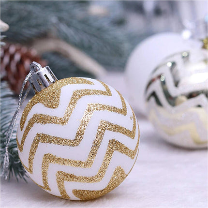 30PCS Christmas Balls Ornaments 60MM Gold&White Painted Hanging Ornaments