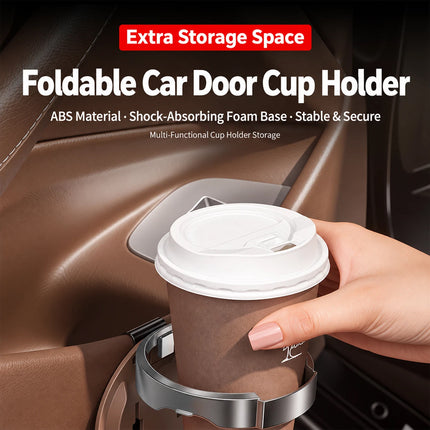 Universal Foldable Car Cup Holder with Hook Folding Automotive Door Storage