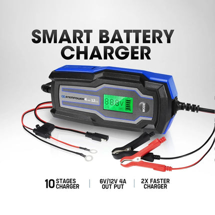 Smart Battery Charger Trickle 4A 6V/12V Automatic SLA AGM Car Truck Motorcycle