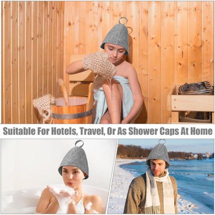 Protection Soft Solid Sauna Hat Felt Shower Cap Anti Heat Cap Felt Wool Cap (4PCS)