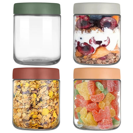 4X 500ml Glass Jars with Lid Small Food Candy Storage Mason Jam Bottle Container