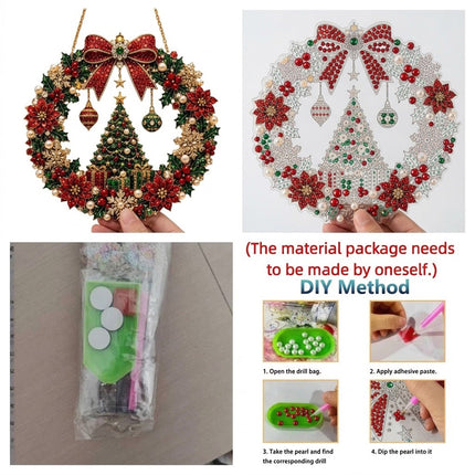 Unfinished Christmas Diamond Painting Kit Xmas Ornament Kit Window Decor