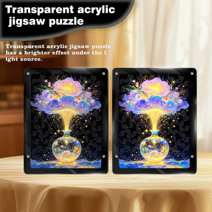 Acrylic Floral Puzzle Art Decor Transparent Flower Vase Ornament Home Decoration