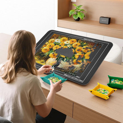 1000pcs Tilting Puzzle Board With 2-in-1 Designed Stand Cover Felt Mat 6 Trays