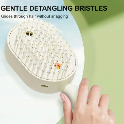 Beige Electric Scalp Massage Comb Red Light Hair Care Brush Rechargeable Head Massager