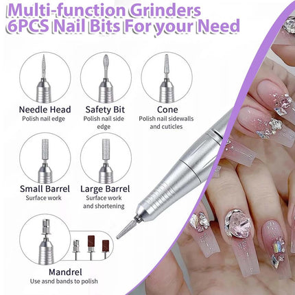Electric Nail Drill Set Rechargeable Acrylic Nail File Machine LCD Display