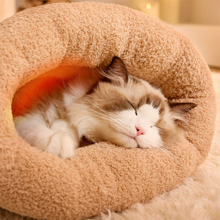 Indoor Cats Cat Winter Sleeping Bag, Soft Plush, Best Pet Sleeping Bags Brown L
