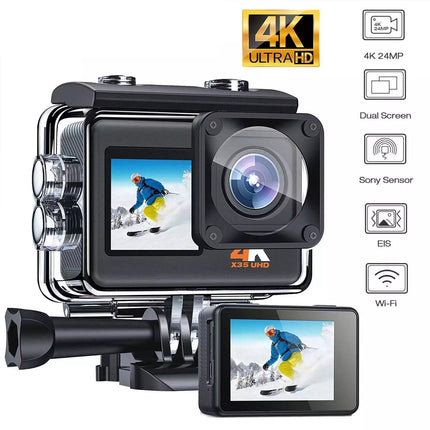 4K Action Camera WIFI 24MP Waterproof EIS Dual Screen Camera