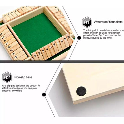 Shut the Box Game Wooden Board Number Drinking Dice Toy Family Traditional