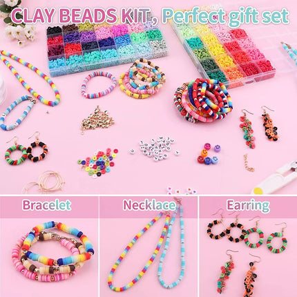 16300PCS Clay Beads for Bracelets Making Flat Polymer Heishi Jewelry Making Kit