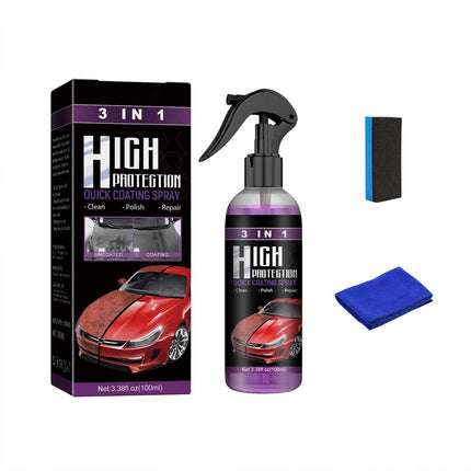 2Pcs 3Car Wax Polish Spray  in 1 High Protection quick Car Coat Ceramic Coating Spray Hydrophobic +Sponge+Towel - Image 1