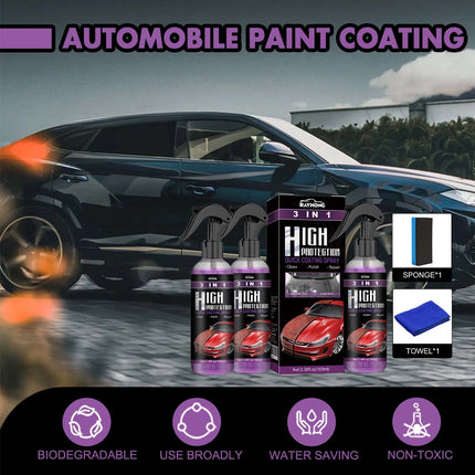 2Pcs 3Car Wax Polish Spray  in 1 High Protection quick Car Coat Ceramic Coating Spray Hydrophobic +Sponge+Towel - Image 10