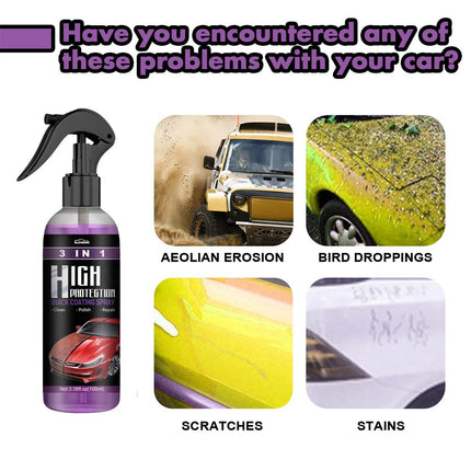 2Pcs 3Car Wax Polish Spray  in 1 High Protection quick Car Coat Ceramic Coating Spray Hydrophobic +Sponge+Towel - Image 3