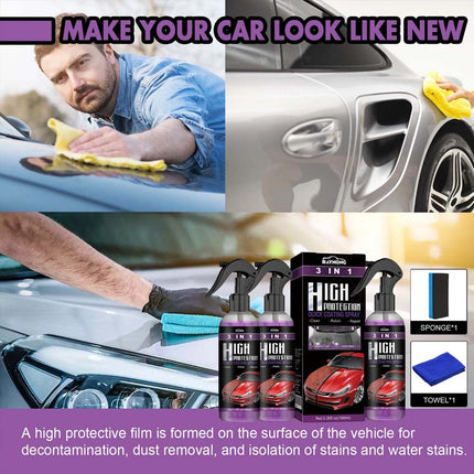 2Pcs 3Car Wax Polish Spray  in 1 High Protection quick Car Coat Ceramic Coating Spray Hydrophobic +Sponge+Towel - Image 9