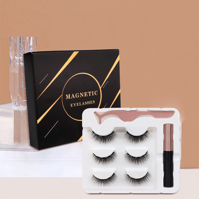 3 Pairs Magnetic Natural Eyelash Extensions With Eyeliner Tweezer Splendid&Co.