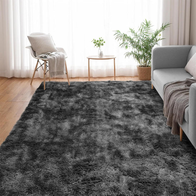 Soft Plush Dark Grey 160cmx230cm Floor Carpet Rug Mat, Ideal for Living Room & Bedroom