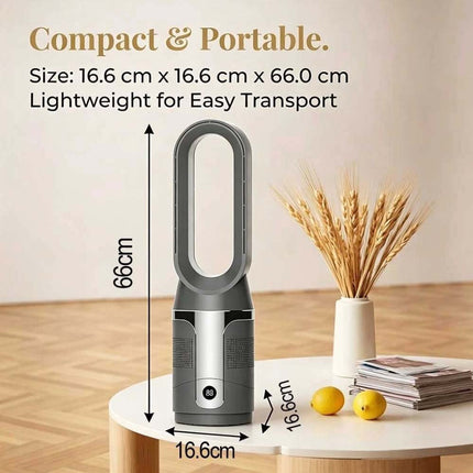 Bladeless Tower Fan 3In1 CoolHot Purifier Remote Control Space Heater Airflow Purification Black
