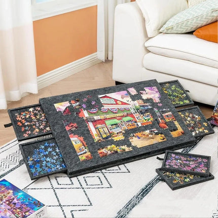 1000 Piece Puzzle Board  Tilting Felt Surface 2-in-1 Stand & 6 Drawers