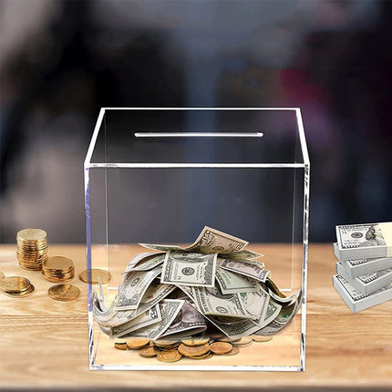 Piggy Bank for Adults , Must Break to Open, Clear Acrylic Money Bank