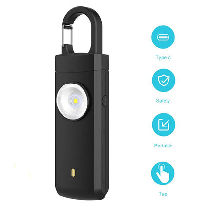 Personal Security Alarm Loud Keychain 130dB USB Emergency Security Protect Alert Black
