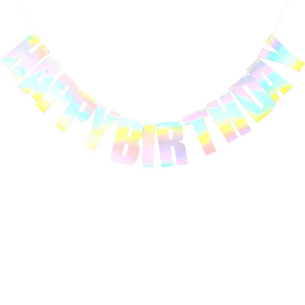 3 Pcs Happy Birthday Party Banner Flag Hanging Decoration Bunting Garland Blue Pink Clear