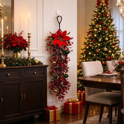 Plastic Artificial Christmas Ball Vine Wall Hanging
