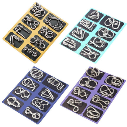 48Pcs(2A+2B+2C) Classic IQ Metal Puzzle Brain Teaser Disentanglement Wire Puzzles Game Toy