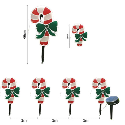 4 Pieces 40 LED White PVC Candy Cane Solar Christmas Garden Lights