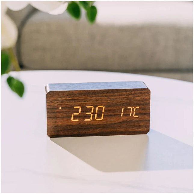 Wooden LED Digital Alarm Clock Temperature Bedside Table Time Display Room Decor