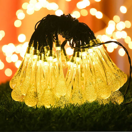 2X LED Solar Powered String Fairy Lights Raindrop Outdoor Garden Party Xmas Decor