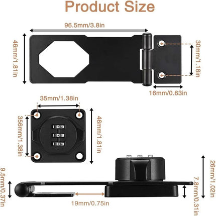 Security Hasp Lock Security 3 Digit Combination For Wardrobe Drawer Cabinet Door