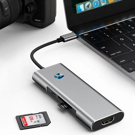 9 in 1 Hub Docking Station Type-C to HDMI Adapter 4K @60Hz HDMI USB 3.0 SD TF
