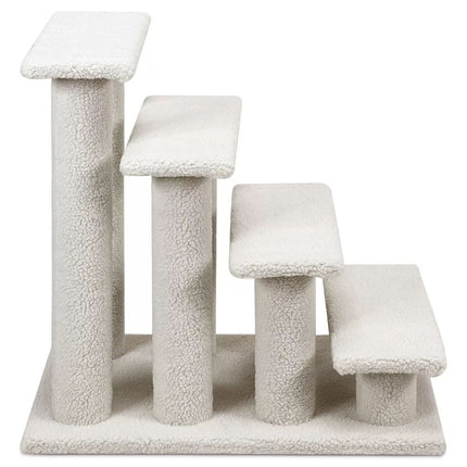 4-Step Pet Stairs Carpeted Ladder Ramp 8 Scratching Post Cat Tree Climber