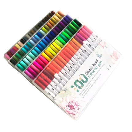 100Pcs Acrylic Paint Drawing Pens Brush & Fine Dual Nib Markers DIY Artist