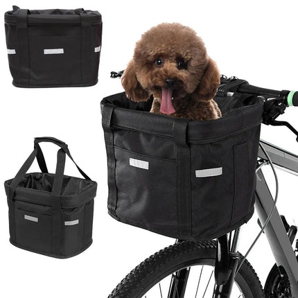 Bicycle Front Basket Removable Waterproof Handlebar Basket Pet Carrier Frame Bag