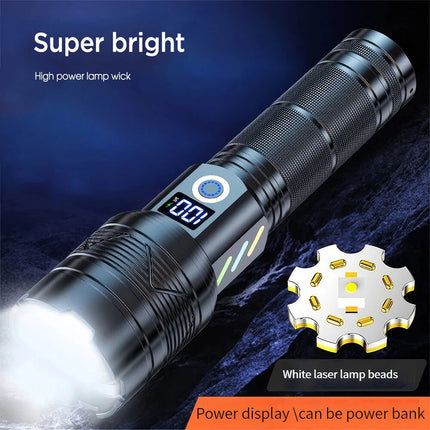 1500000lm LED Flashlight Torch Zoom Light Super Bright Camping Rechargeable Lamp