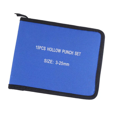 15PCS Precision Hollow Punch Set 3mm-25mm Leather Plastic Gasket Hole Cutter
