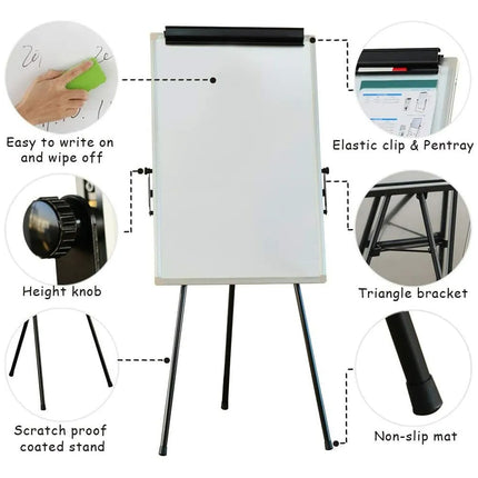 Hand in Hand Flip Chart Adjustable Magnetic Whiteboard Tripod 60x90cm