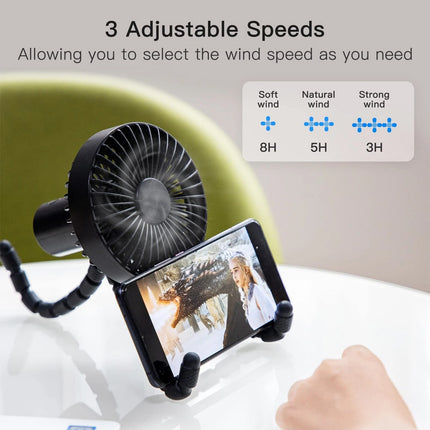 Portable Handheld Cooling Fan Flexible Tripod Clip Desk Bike Adjustable