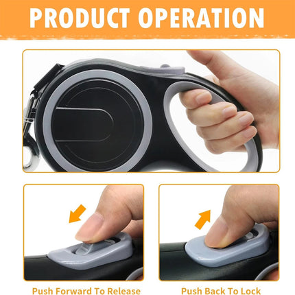 8m Heavy Duty Dog Automatic Retractable Traction Walking Lead Leash Anti-Tangle