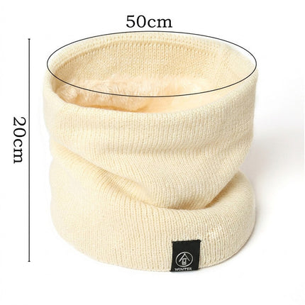 For Women Men Neck Warmer Tube Winter Knitted Scarf Thermal Warm Thicken Chunky Beige
