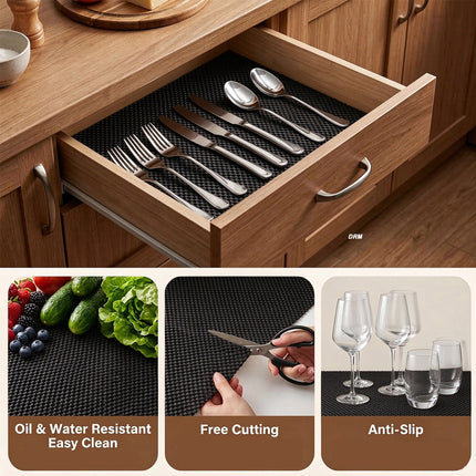 45x400cm Multi Purpose Anti Non Slip Grip Mat Rug Drawer Cupboard Underlay Liner Black