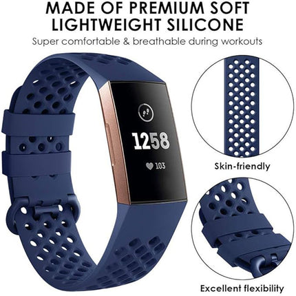 Fitbit Charge 3 4 Watch Soft Silicone Sports Replacement Band Wrist Strap Midnight Blue
