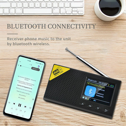 LCD DAB+ Digital Radio Bluetooth-Compatible Solar Powered/Rechargable FM Radio