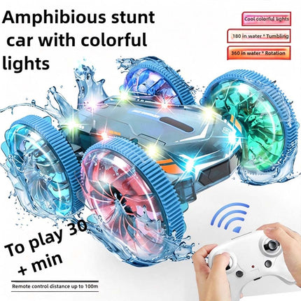 RC Car Amphibious Boat 2.4GHz Toy Double Sided Stunt Car with LED Lights