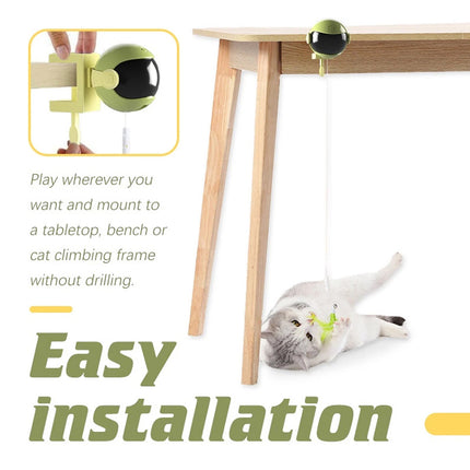 4PCS Cat Toy Kitten Smart Automatic Lifting Feather Teaser Electric Interactive (Green)