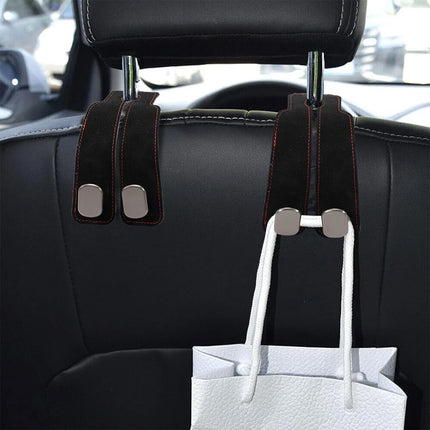 2pc Car Hook Seat Back Storage Hook Car Seat Back Double Hook Leather Car Holder